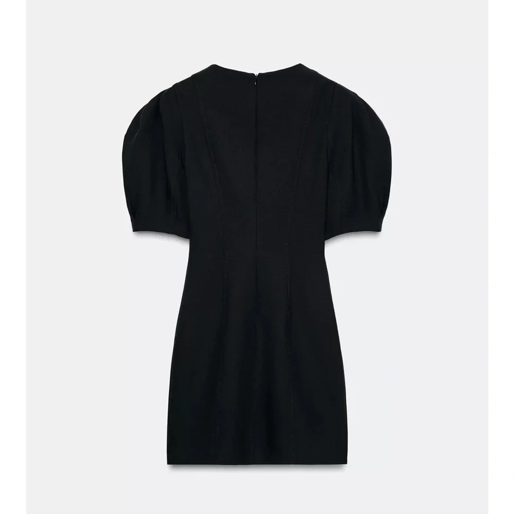 Zara NWT black balloon puff sleeve mini dress - Picture 8 of 14